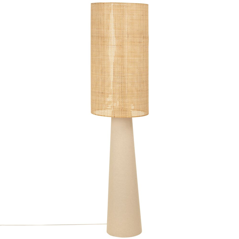 Lampadaire Japandi en papier et abat-jours polyester recyclé beige H141 – Kata