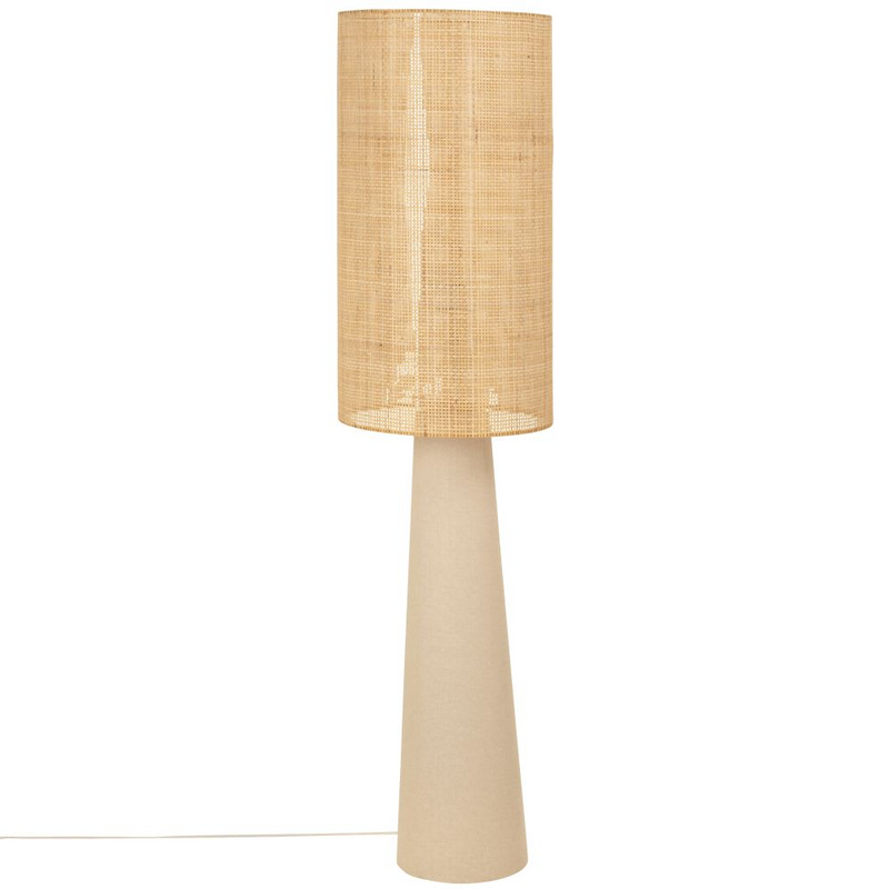 Lampadaire Japandi en papier et abat-jours polyester recyclé beige H141 – Kata