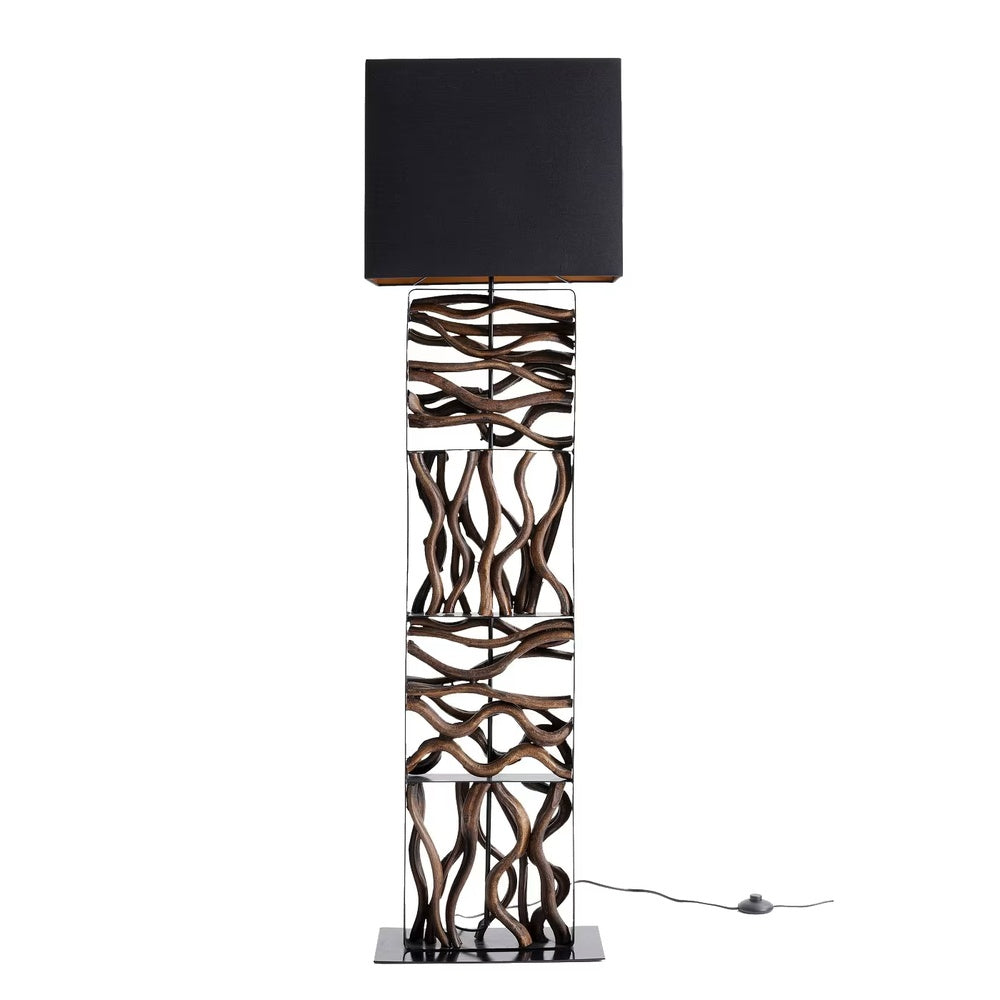 Lampadaire Japandi acier et bois flotté H163 – Nature Wave