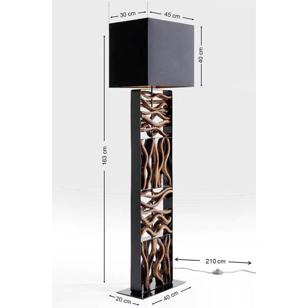 Lampadaire Japandi acier et bois flotté H163 – Nature Wave