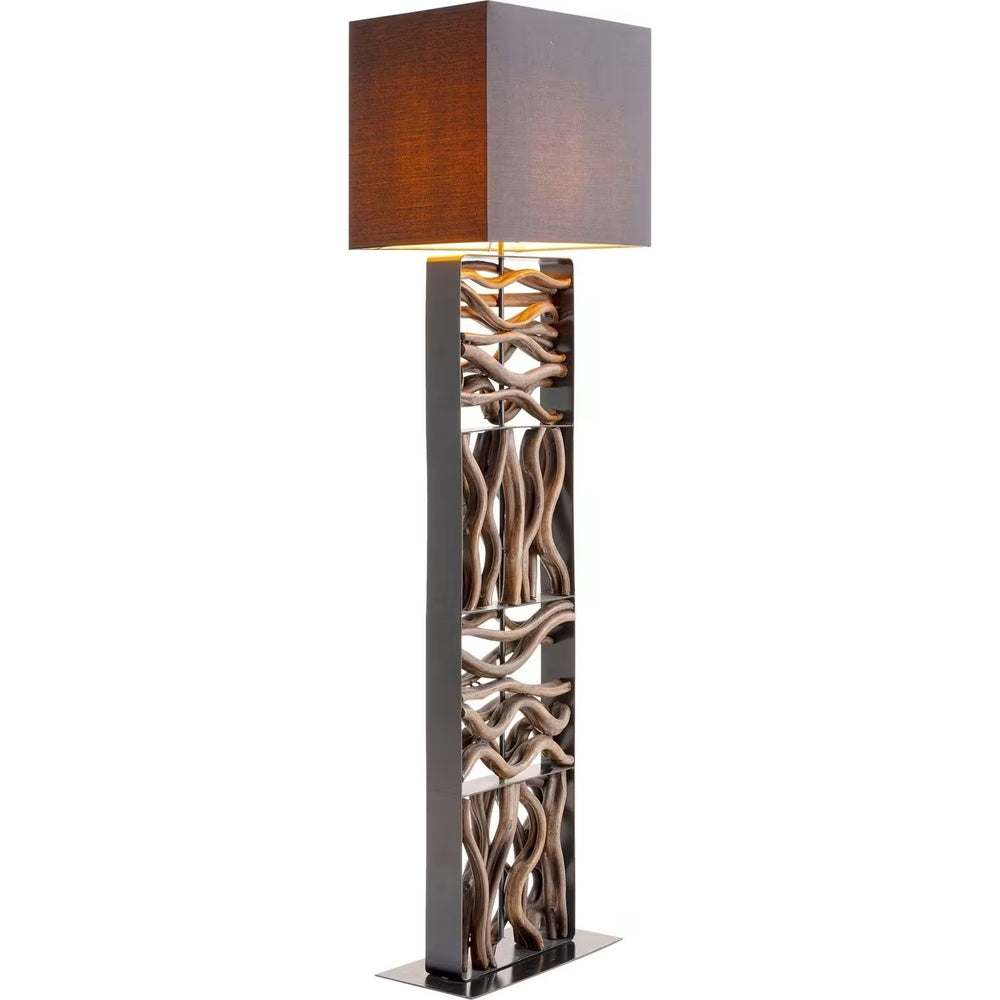 Lampadaire Japandi acier et bois flotté H163 – Nature Wave