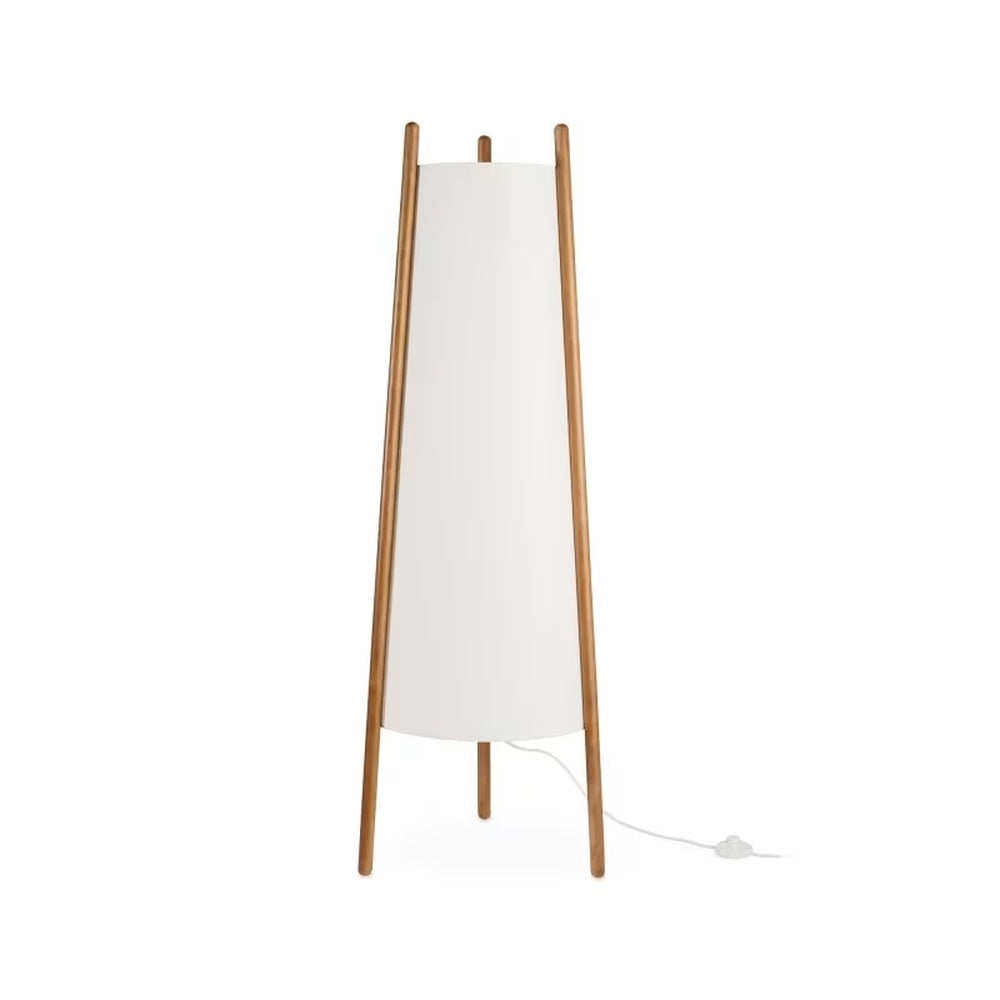 Lampadaire Japandi bois et textile blanc – Woody
