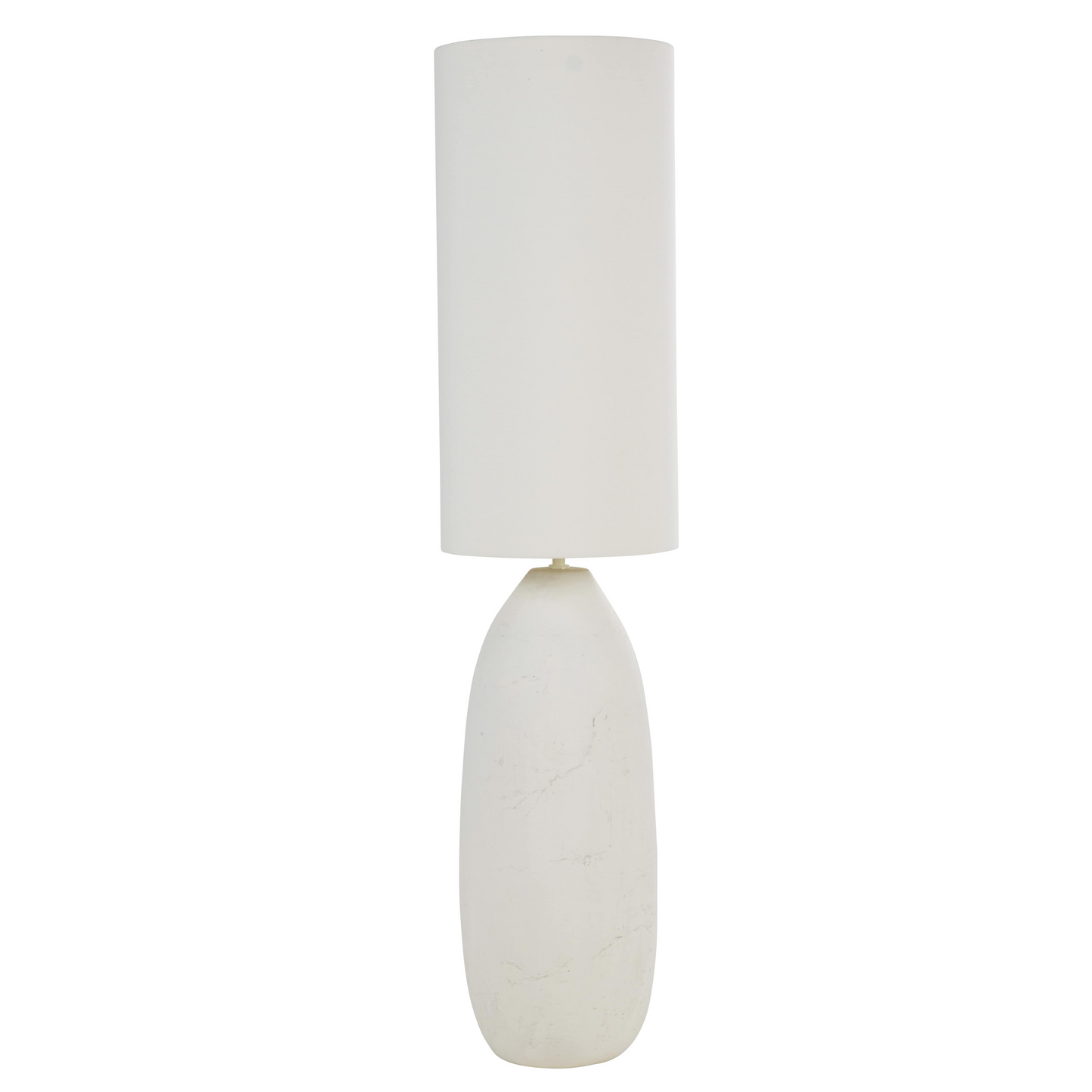 Lampadaire en céramique Japandi et abat-jour en polyester recyclé blanc H122 – Armande