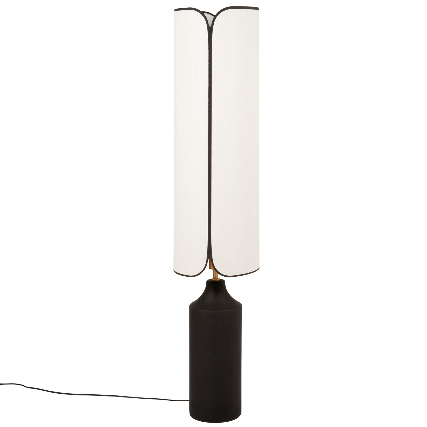 Lampadaire Japandi en céramique noire et abat-jour en polyester recyclé H140 - Nate