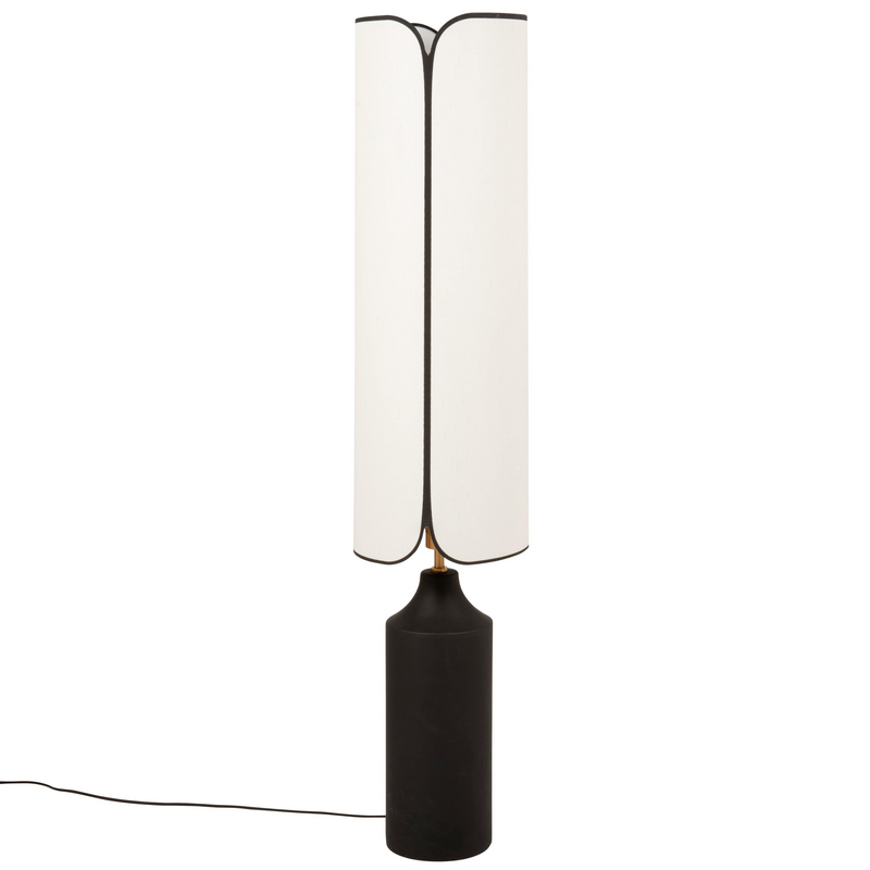 Lampadaire Japandi en céramique noire et abat-jour en polyester recyclé H140 - Nate