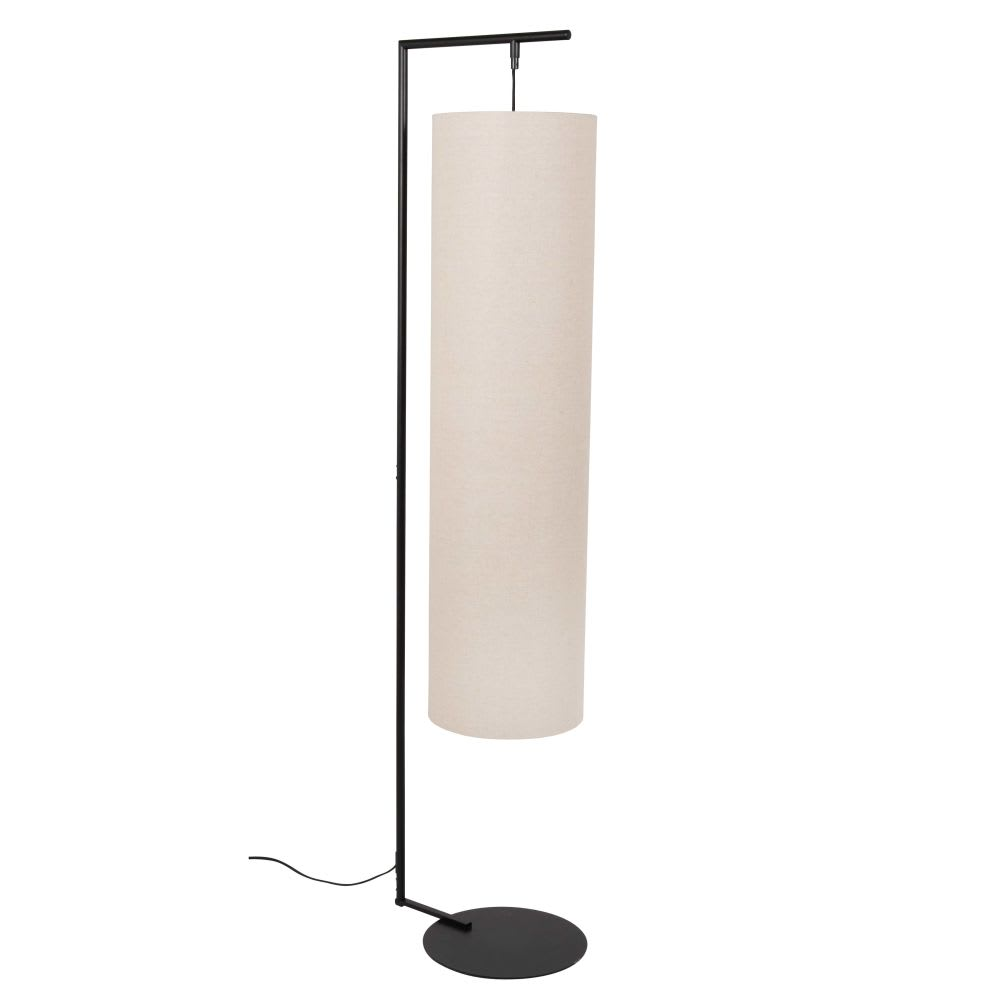 Lampadaire Japandi métal noir abat-jour beige H151 – Omari