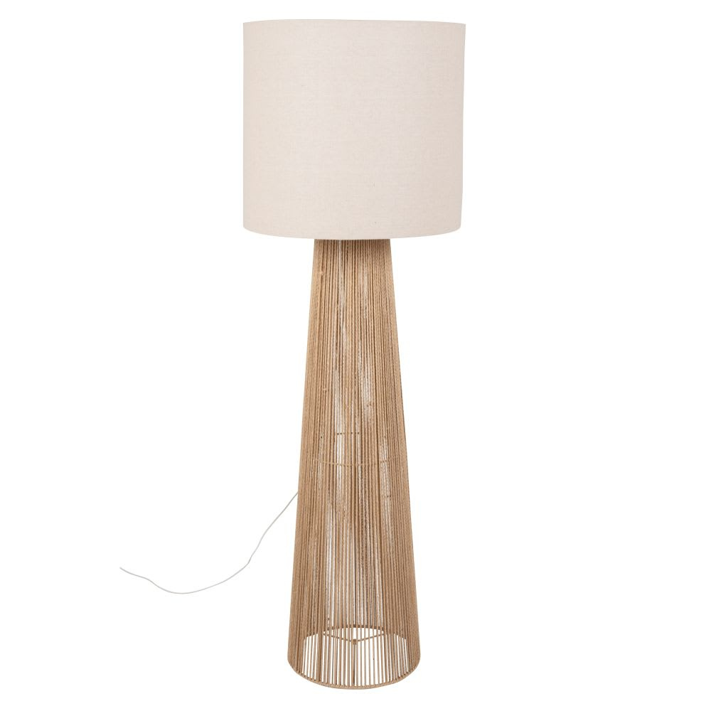 Lampadaire en papier Japandi avec abat-jours polyester recyclé beige H141 – Kata