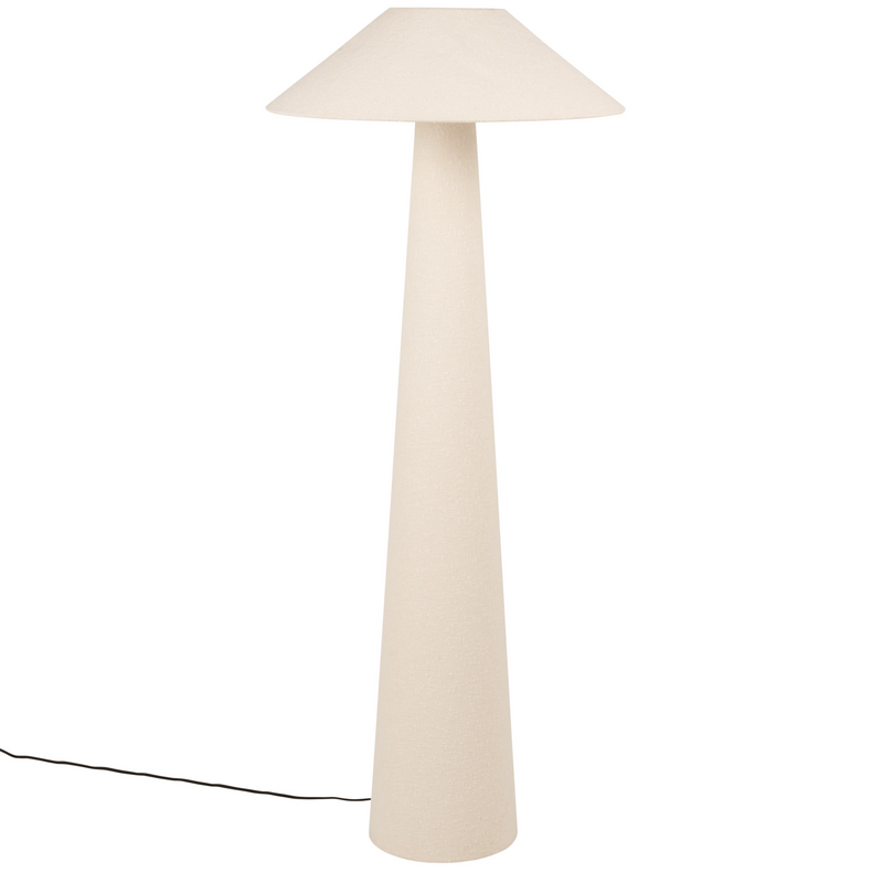 Lampadaire Japandi en tissu effet bouclette crème H120 – Elmont