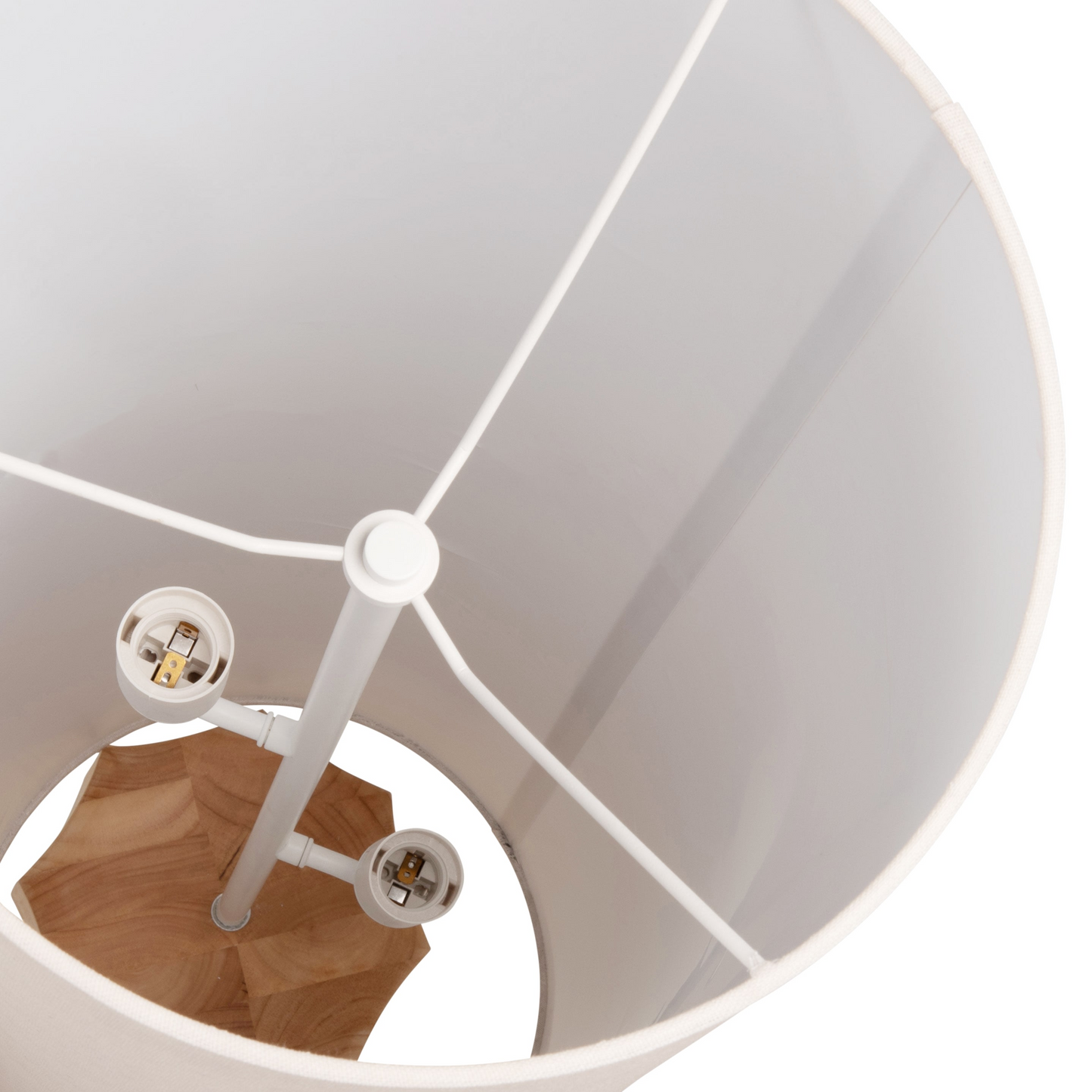 Lampadaire Japandi octogonal en bois hévéa et abat-jour crème H132 – Glenc