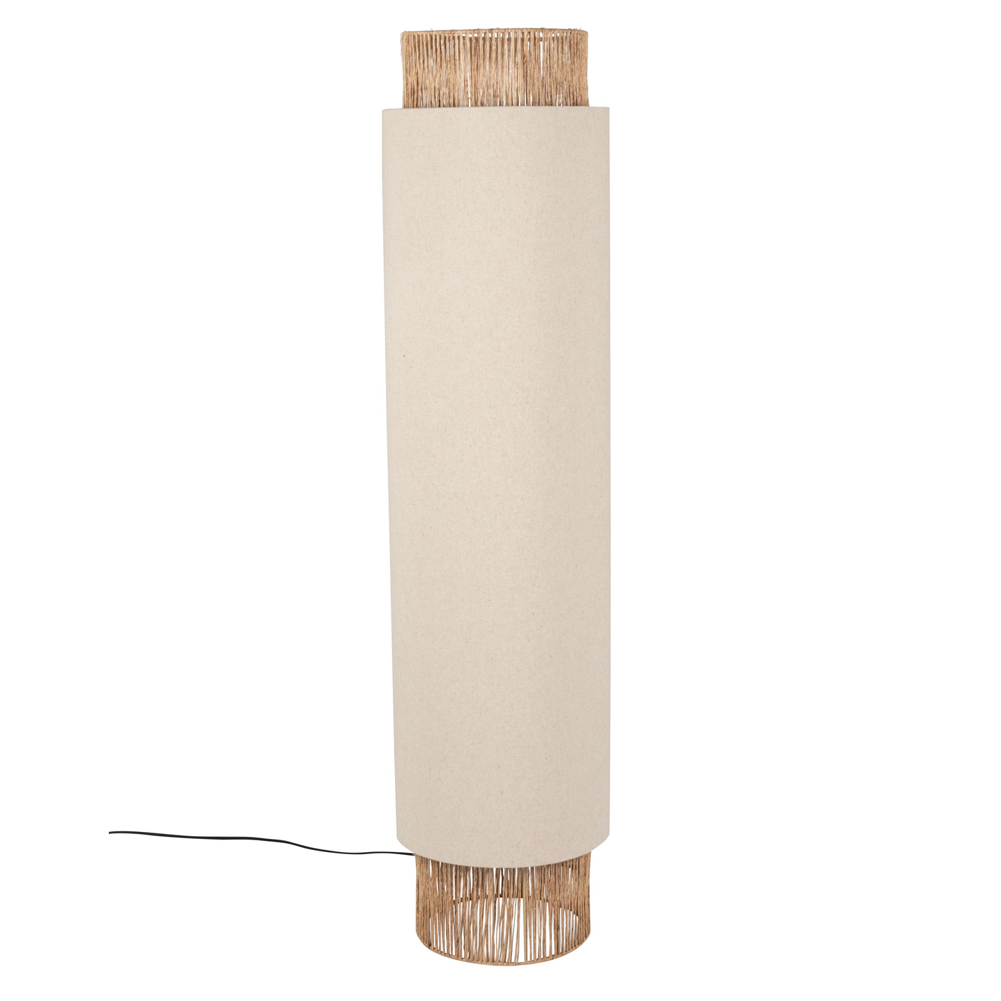 Lampadaire Japandi tube en lin et jute H126 – Cundelee