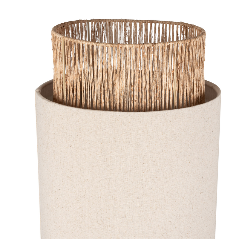 Lampadaire Japandi tube en lin et jute H126 – Cundelee