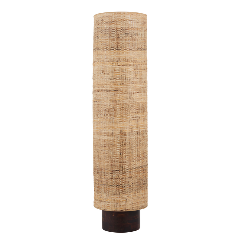 Lampadaire tube Japandi en raphia et bois d'hévéa H140 – Adelia