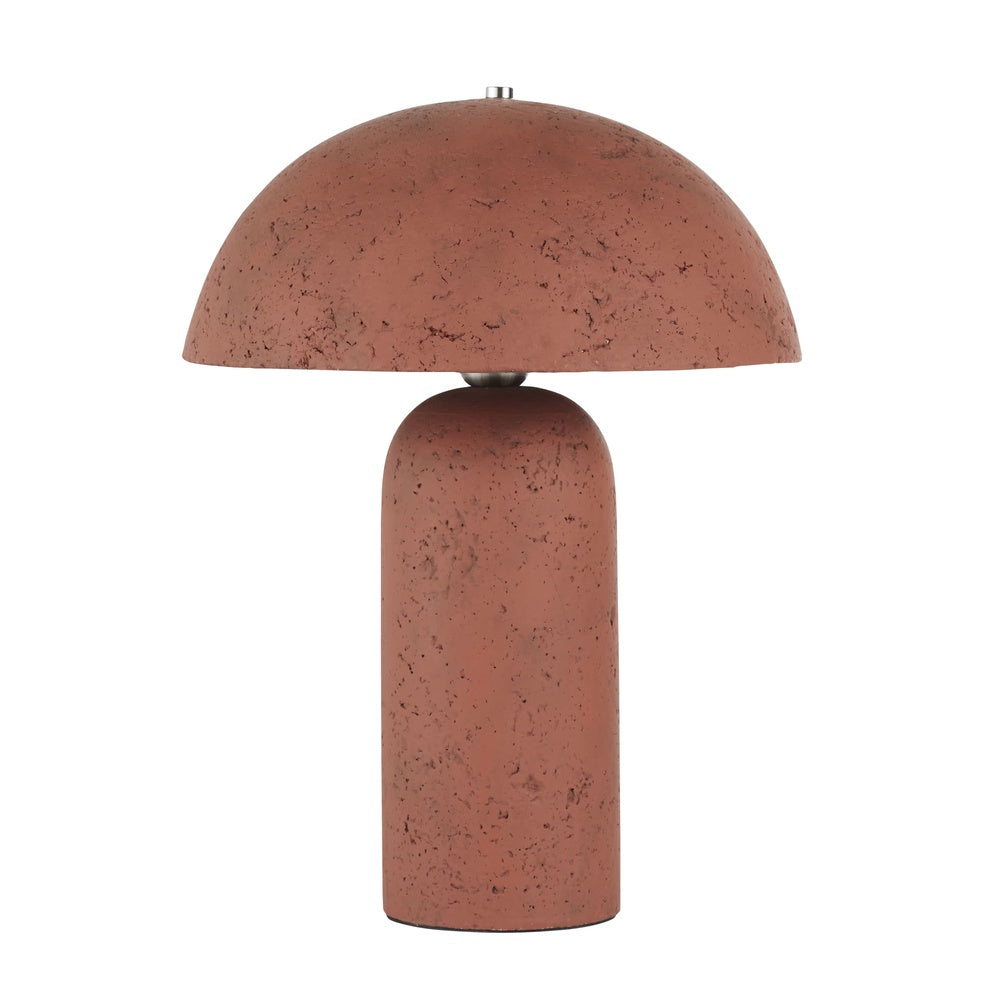 Lampe Japandi champignon en céramique texturée terracotta – Assna