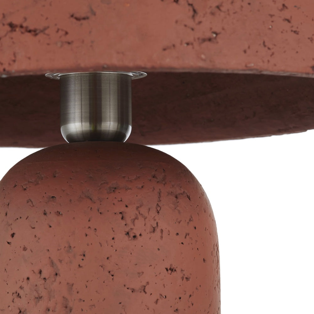 Lampe Japandi champignon en céramique texturée terracotta – Assna