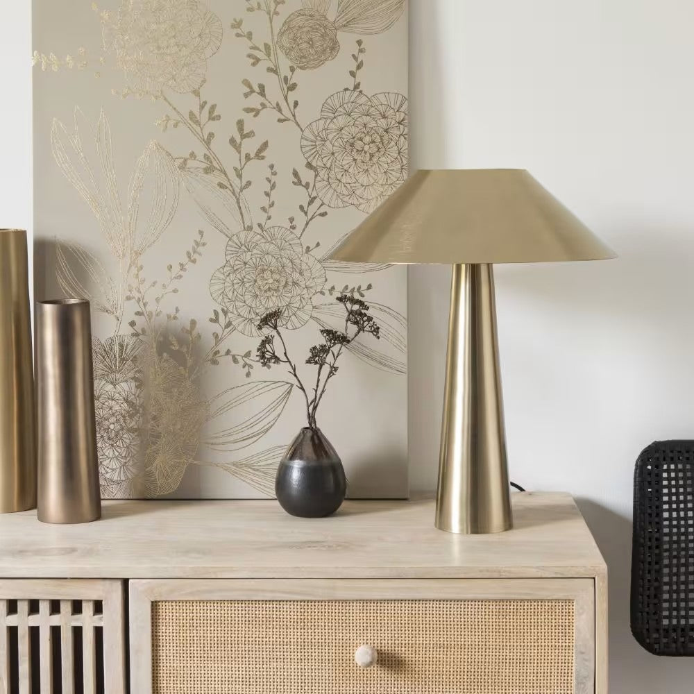 Lampe Japandi en métal doré – Kyoto