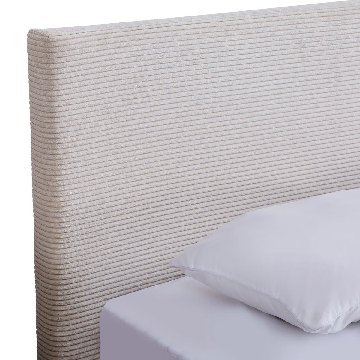 Lit Japandi 180x200 cm avec tête de lit en velours côtelé beige – William