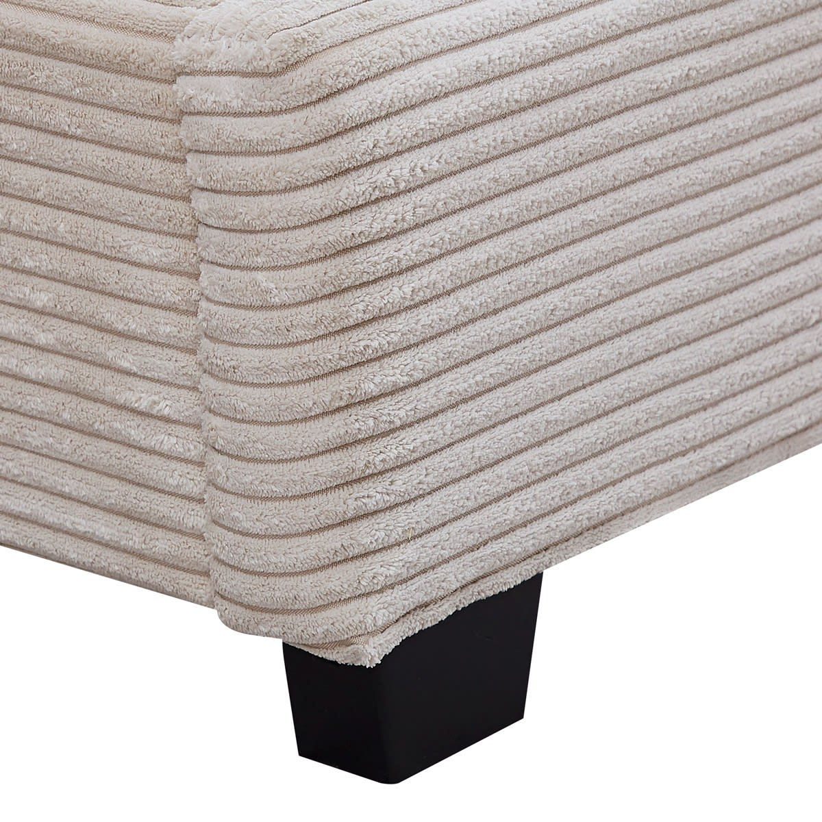 Lit Japandi 180x200 cm avec tête de lit en velours côtelé beige – William