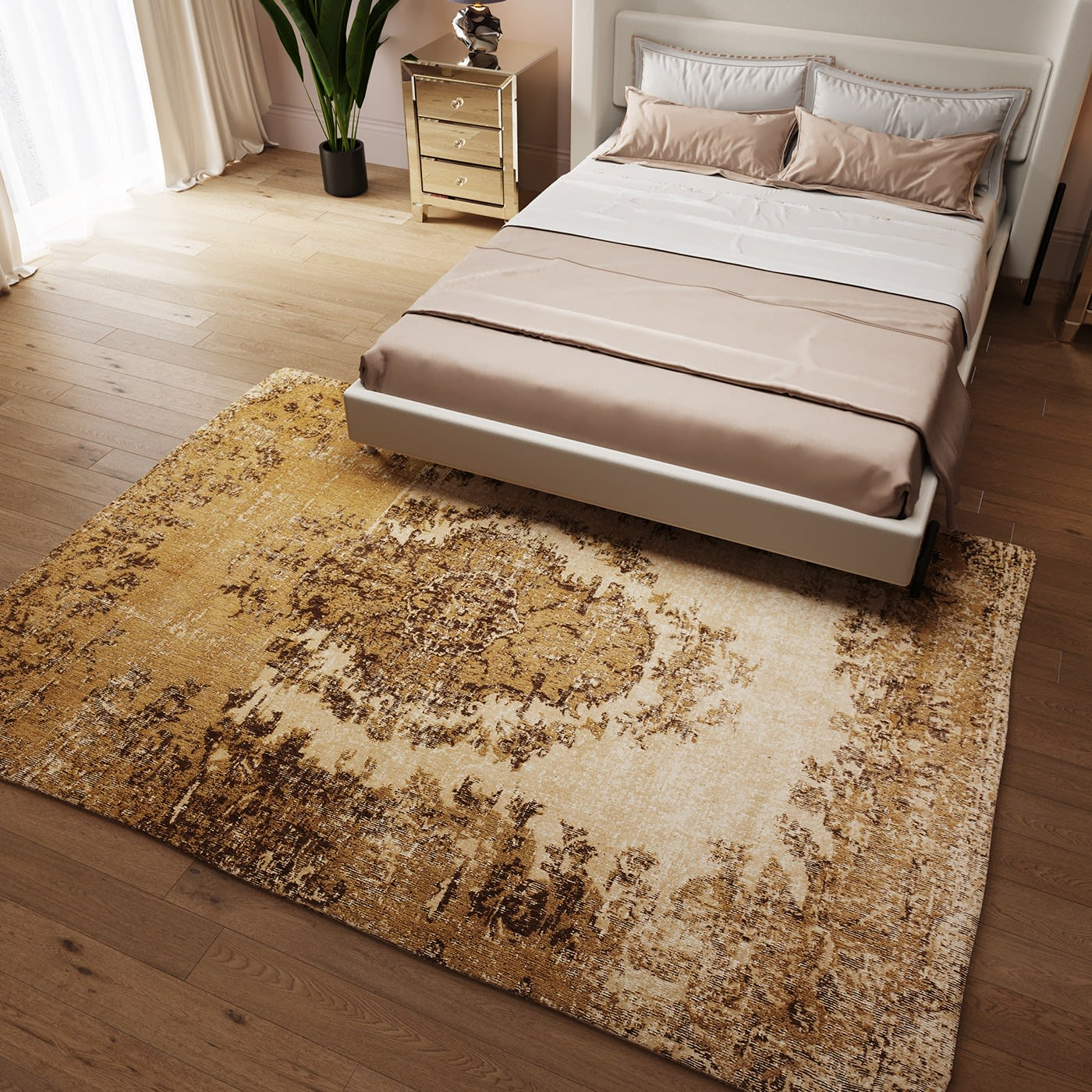 Lit Japandi 180x200 en tissu écru – Tivoli