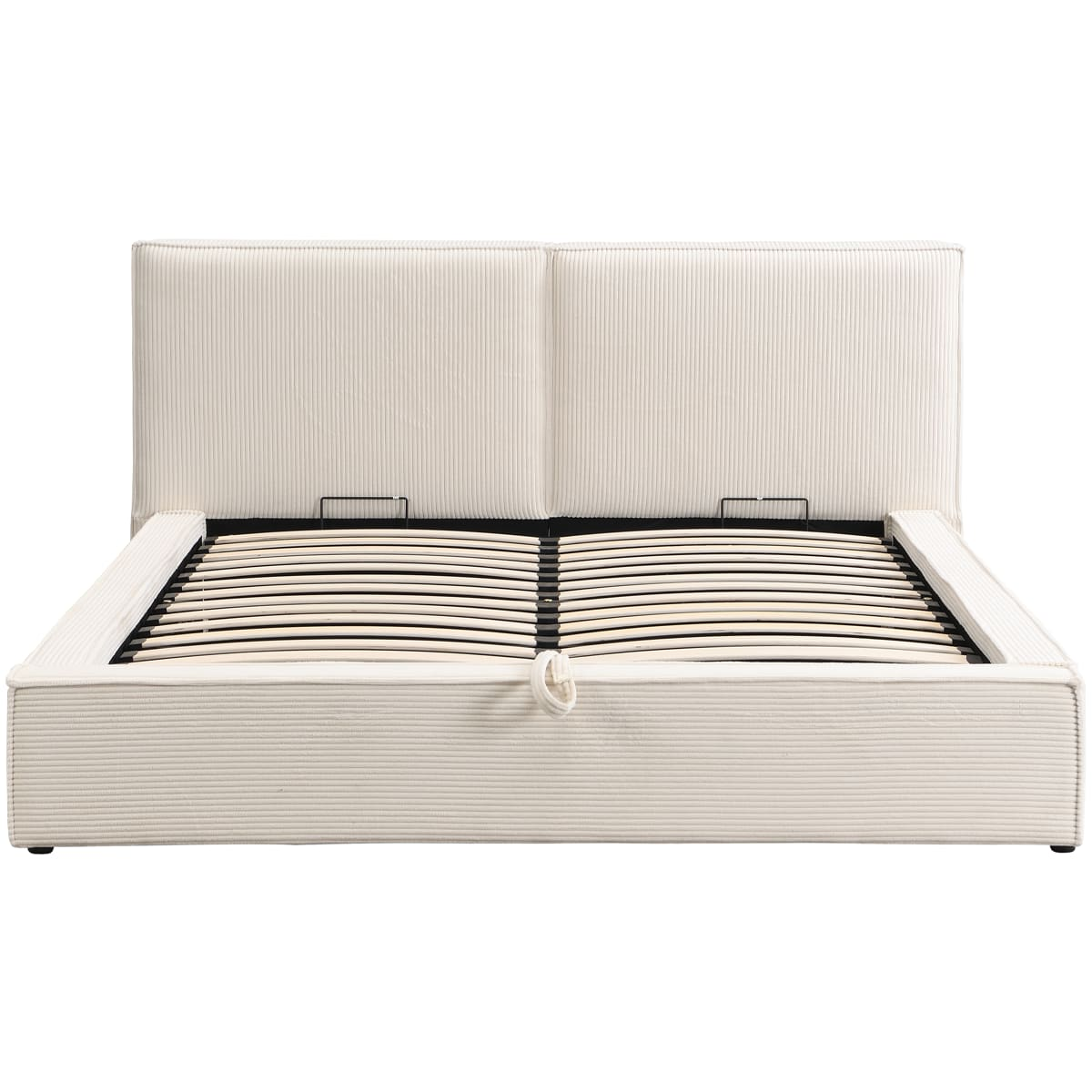 Lit Coffre Japandi 180x200 cm Velours Côtelé Beige – Arno