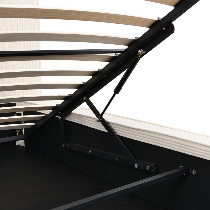 Lit Coffre Japandi 180x200 cm Velours Côtelé Beige – Arno