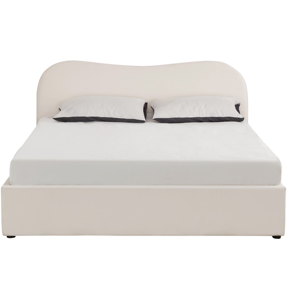 Lit Coffre Japandi 180x200 cm Velours Beige avec Tête de Lit – Suzon