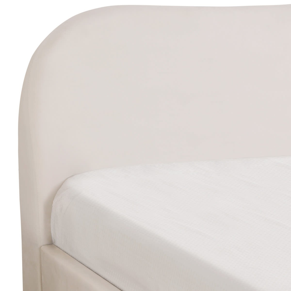 Lit Coffre Japandi 180x200 cm Velours Beige avec Tête de Lit – Suzon