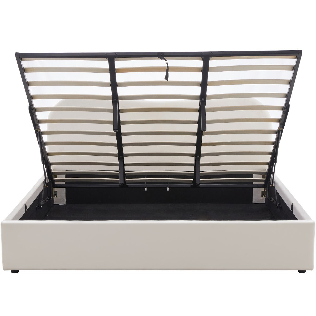 Lit Coffre Japandi 180x200 cm Velours Beige avec Tête de Lit – Suzon