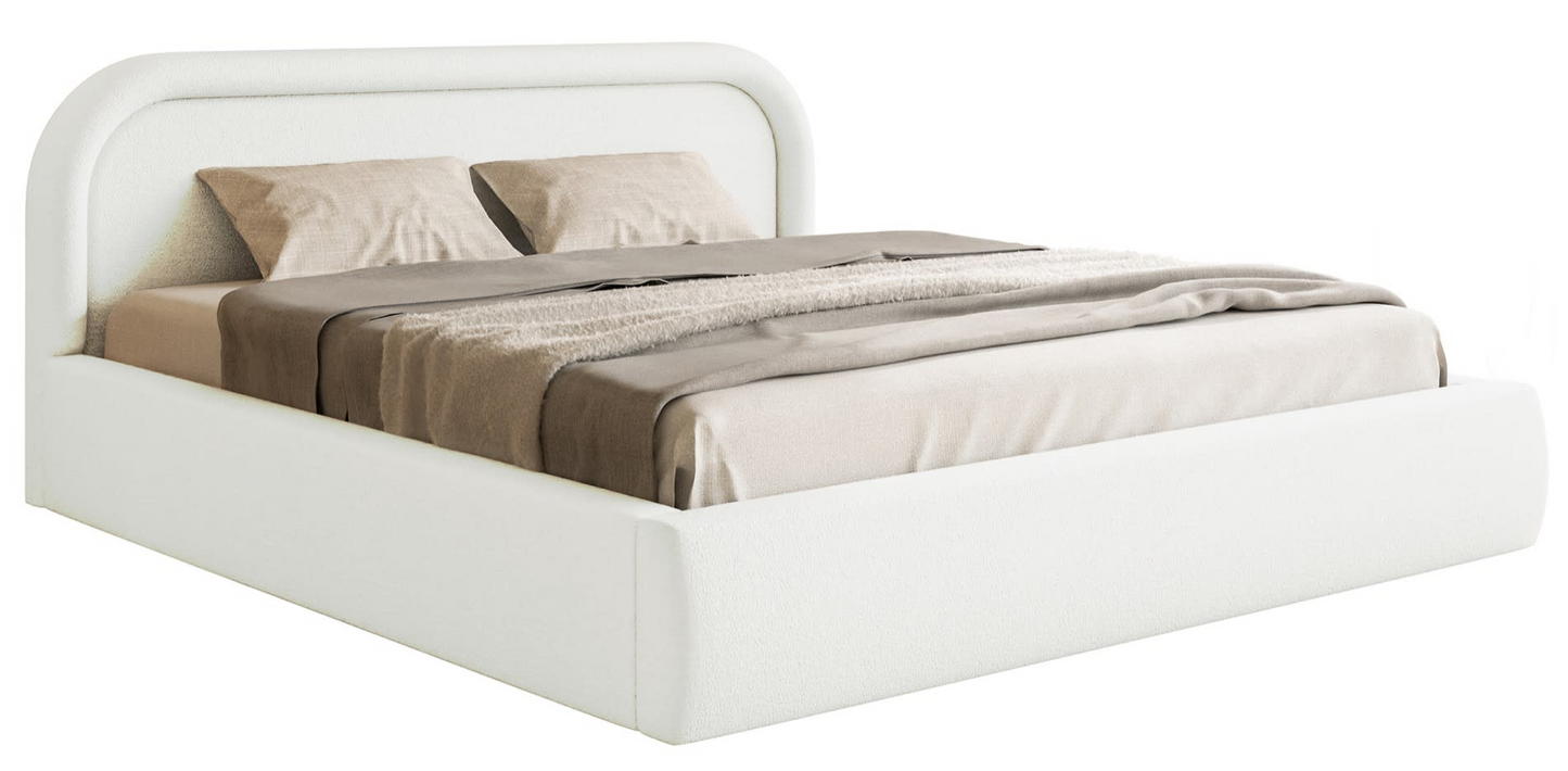 Lit Coffre Japandi avec tête de lit 160x200 grège – Ruvi