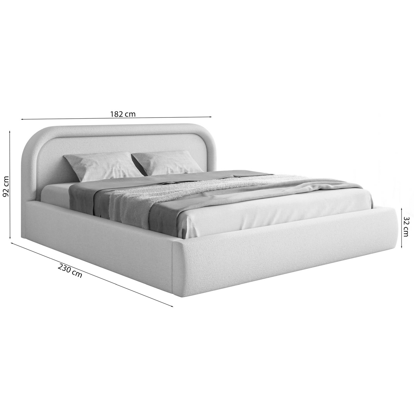 Lit Coffre Japandi avec tête de lit 160x200 grège – Ruvi