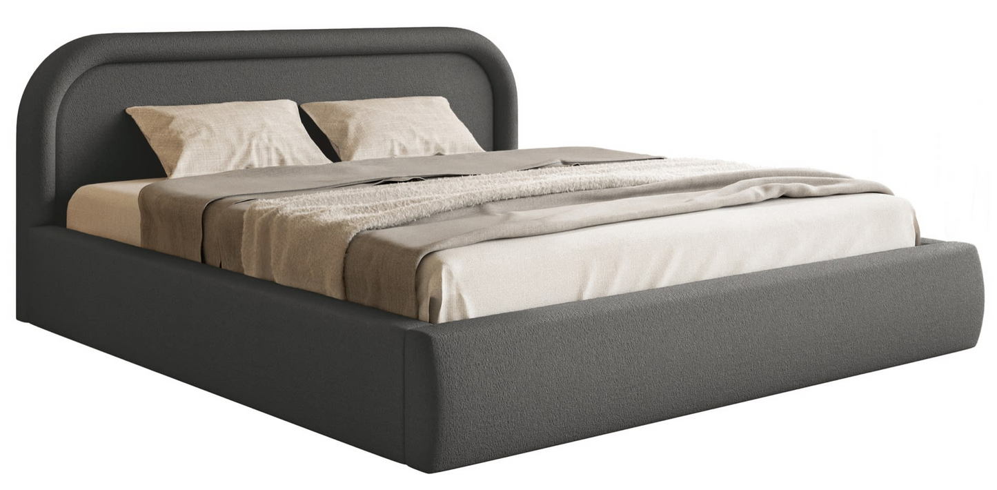 Lit Coffre Japandi avec tête de lit 160x200 grège – Ruvi