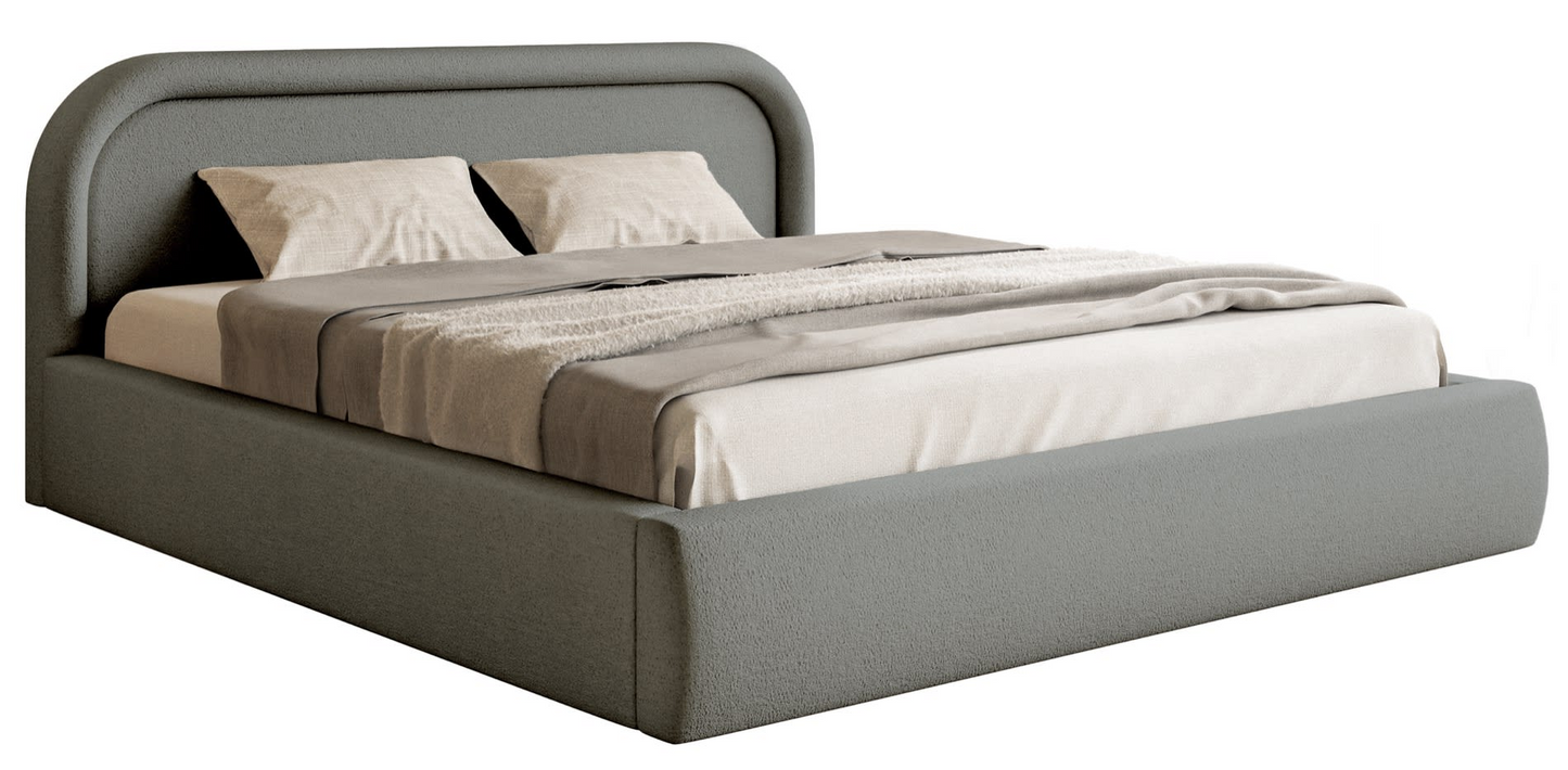 Lit Coffre Japandi avec tête de lit 160x200 grège – Ruvi