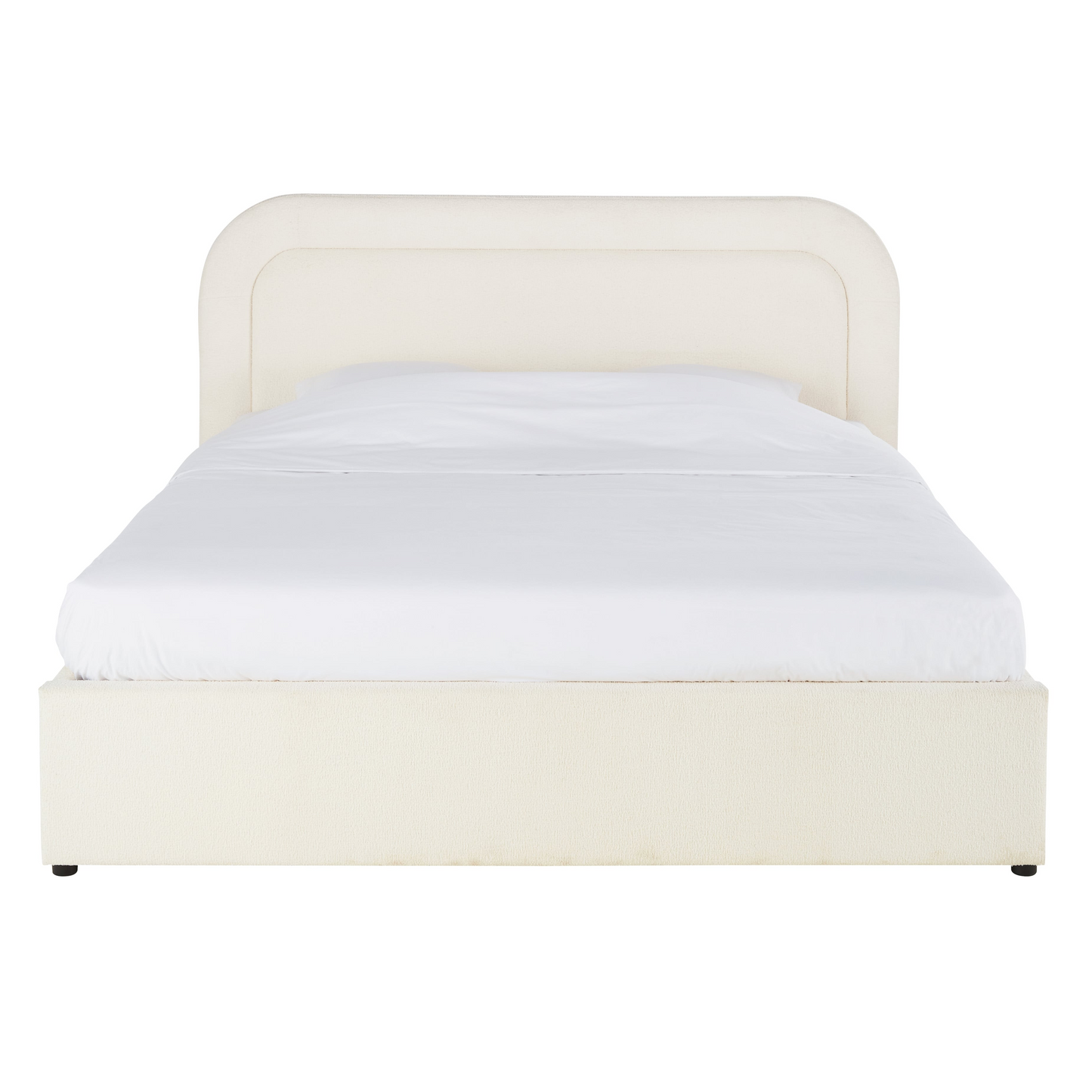 Lit Coffre Japandi bouclettes écrues 180x200 avec sommier à lattes blanc – Buldos