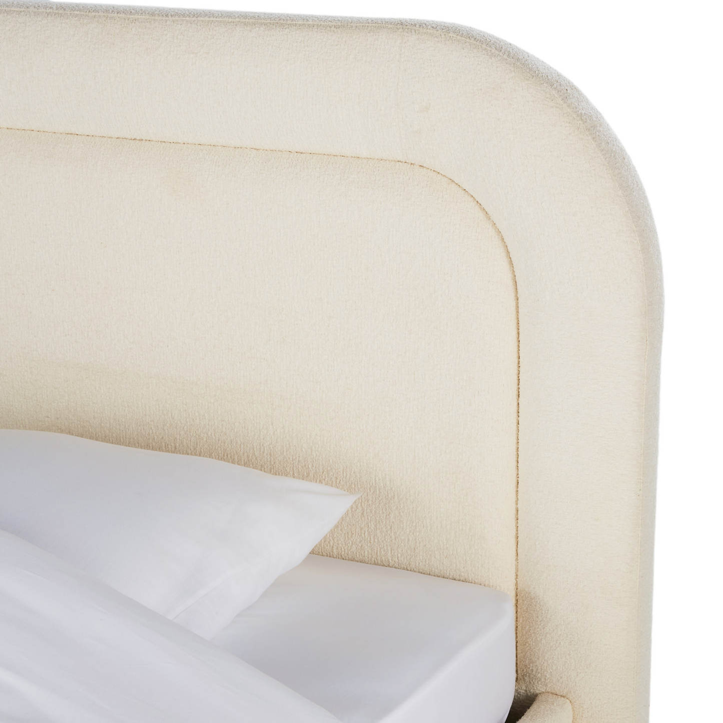 Lit Coffre Japandi bouclettes écrues 180x200 avec sommier à lattes blanc – Buldos