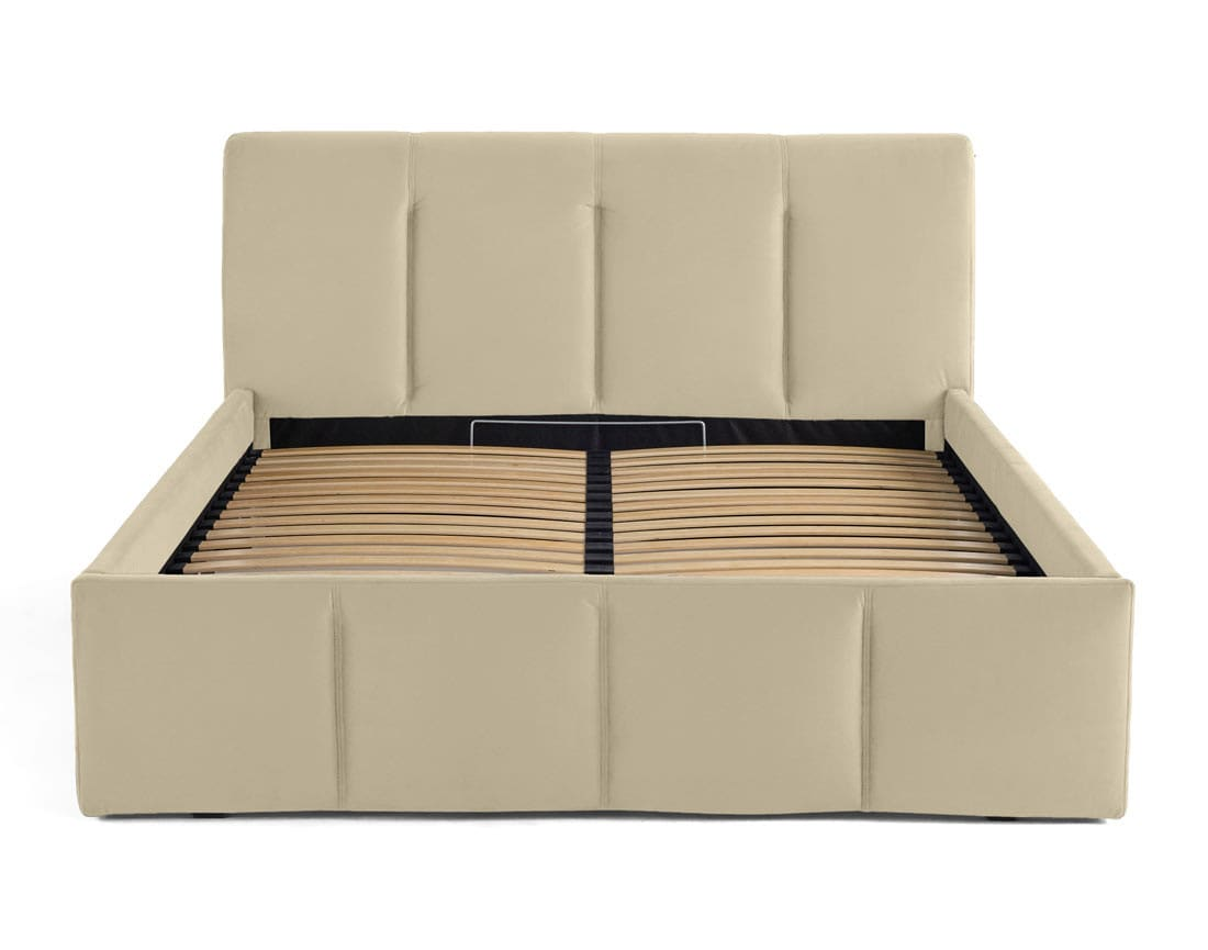 Lit Coffre Japandi en Velours 180 x 200 cm Beige – Elysia