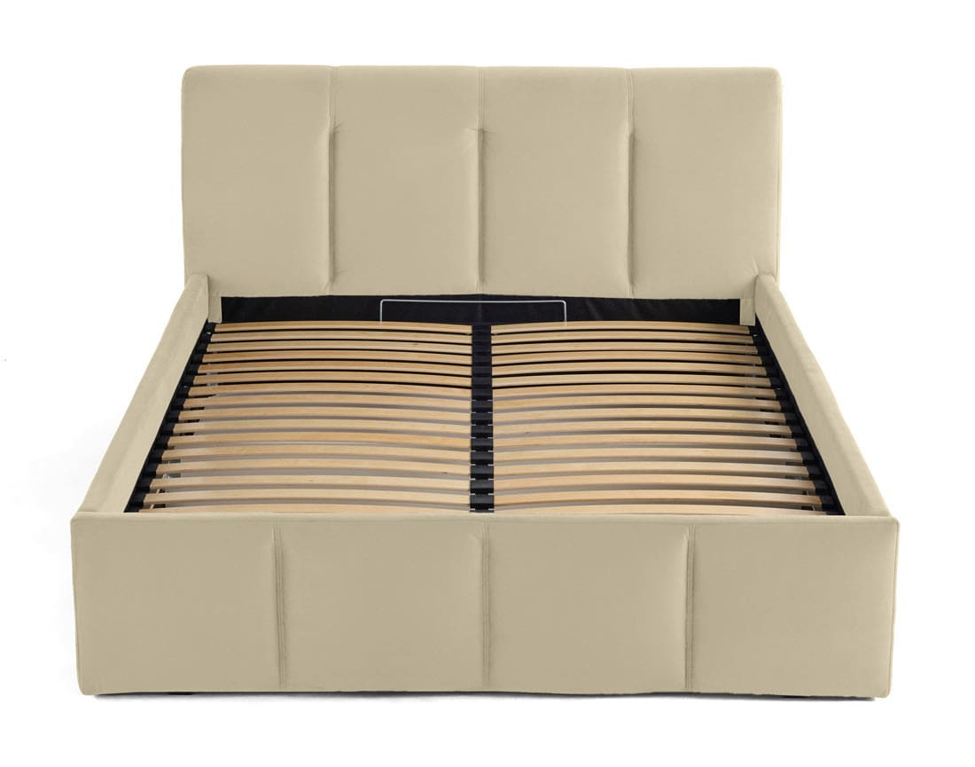 Lit Coffre Japandi en Velours 180 x 200 cm Beige – Elysia