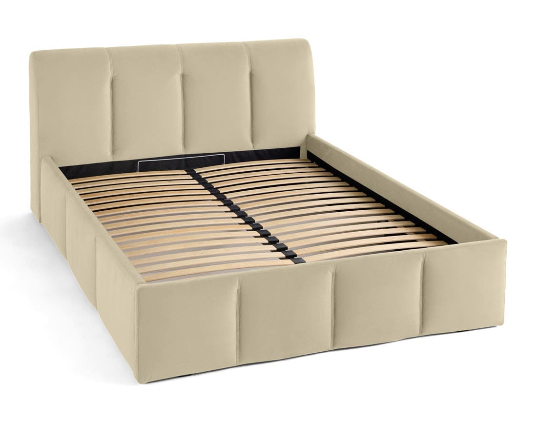 Lit Coffre Japandi en Velours 180 x 200 cm Beige – Elysia
