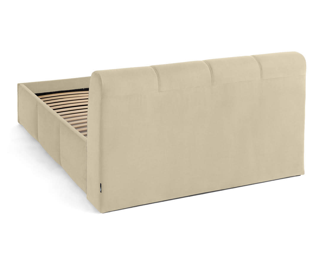 Lit Coffre Japandi en Velours 180 x 200 cm Beige – Elysia