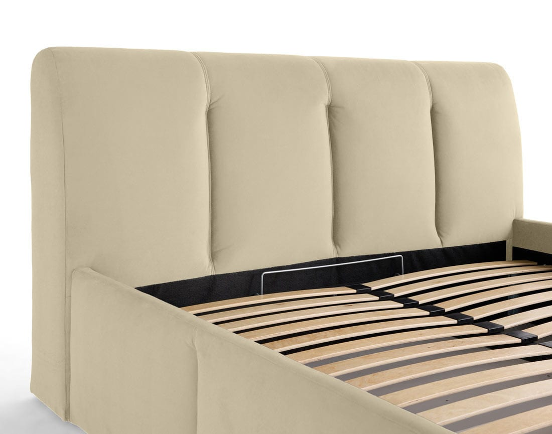 Lit Coffre Japandi en Velours 180 x 200 cm Beige – Elysia