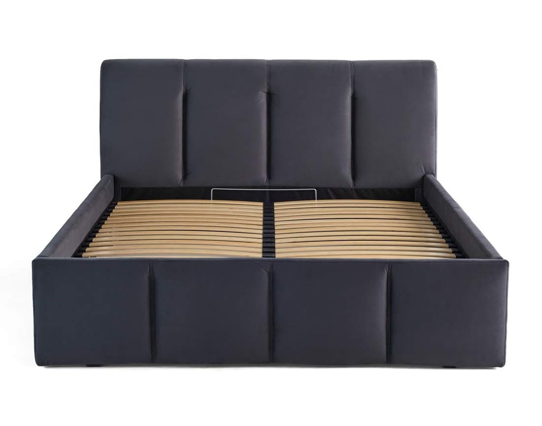 Lit Coffre Japandi en Velours 180 x 200 cm Beige – Elysia