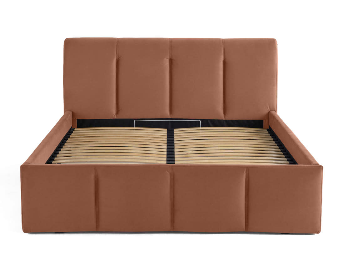 Lit Coffre Japandi en Velours 180 x 200 cm Beige – Elysia