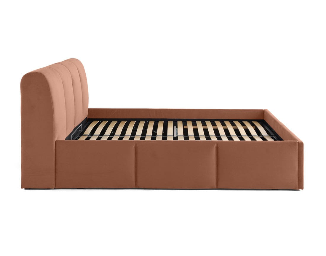 Lit Coffre Japandi en Velours 180 x 200 cm Rose – Elysia