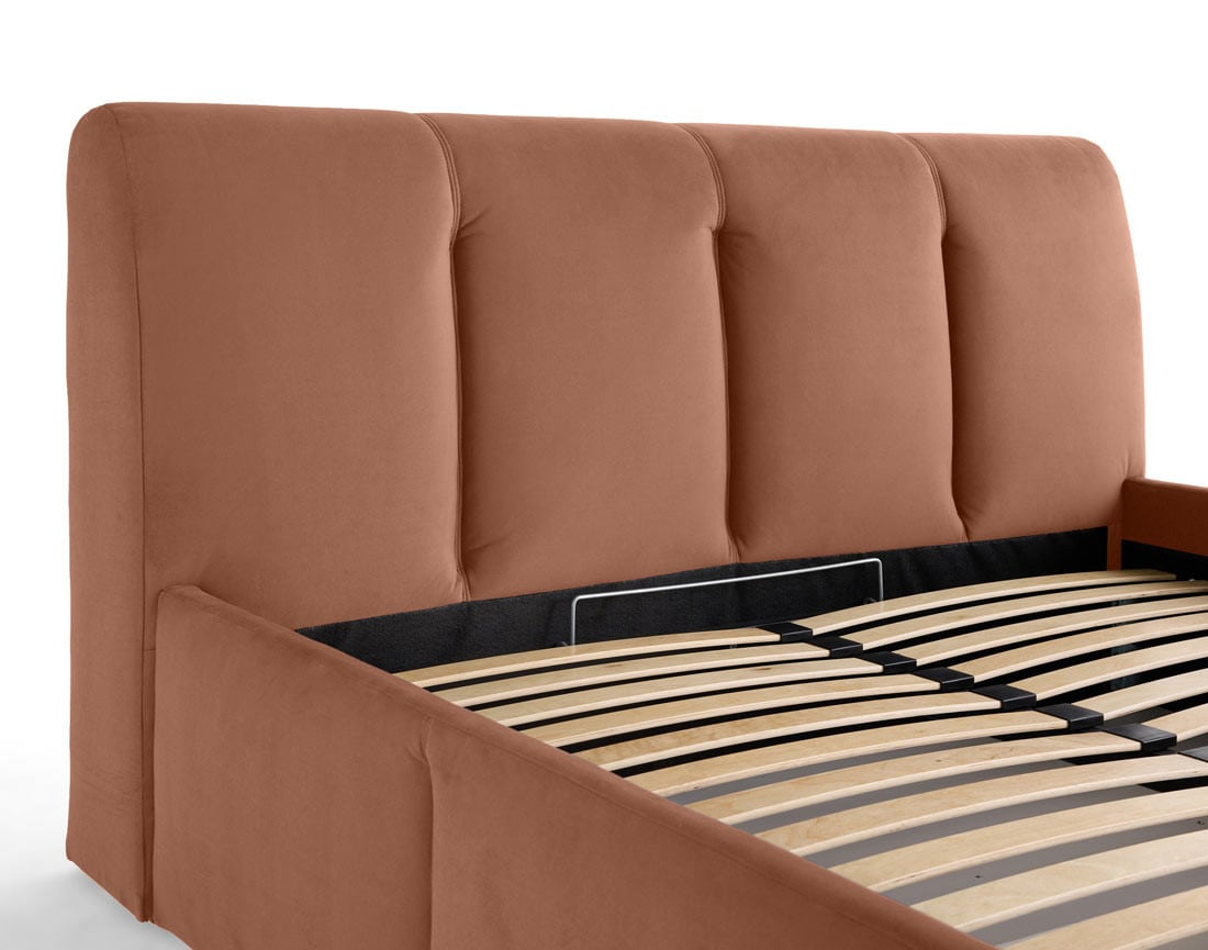Lit Coffre Japandi en Velours 180 x 200 cm Rose – Elysia