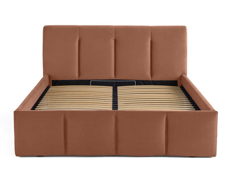 Lit Coffre Japandi en Velours 180 x 200 cm Beige – Elysia