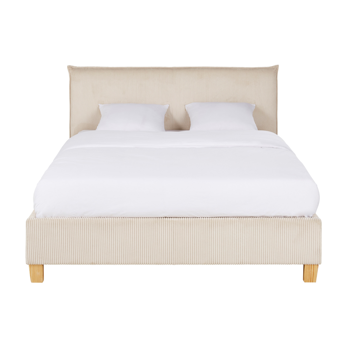 Lit Coffre Japandi blanc en bois de peuplier 160x200 sommier à lattes – Pillow