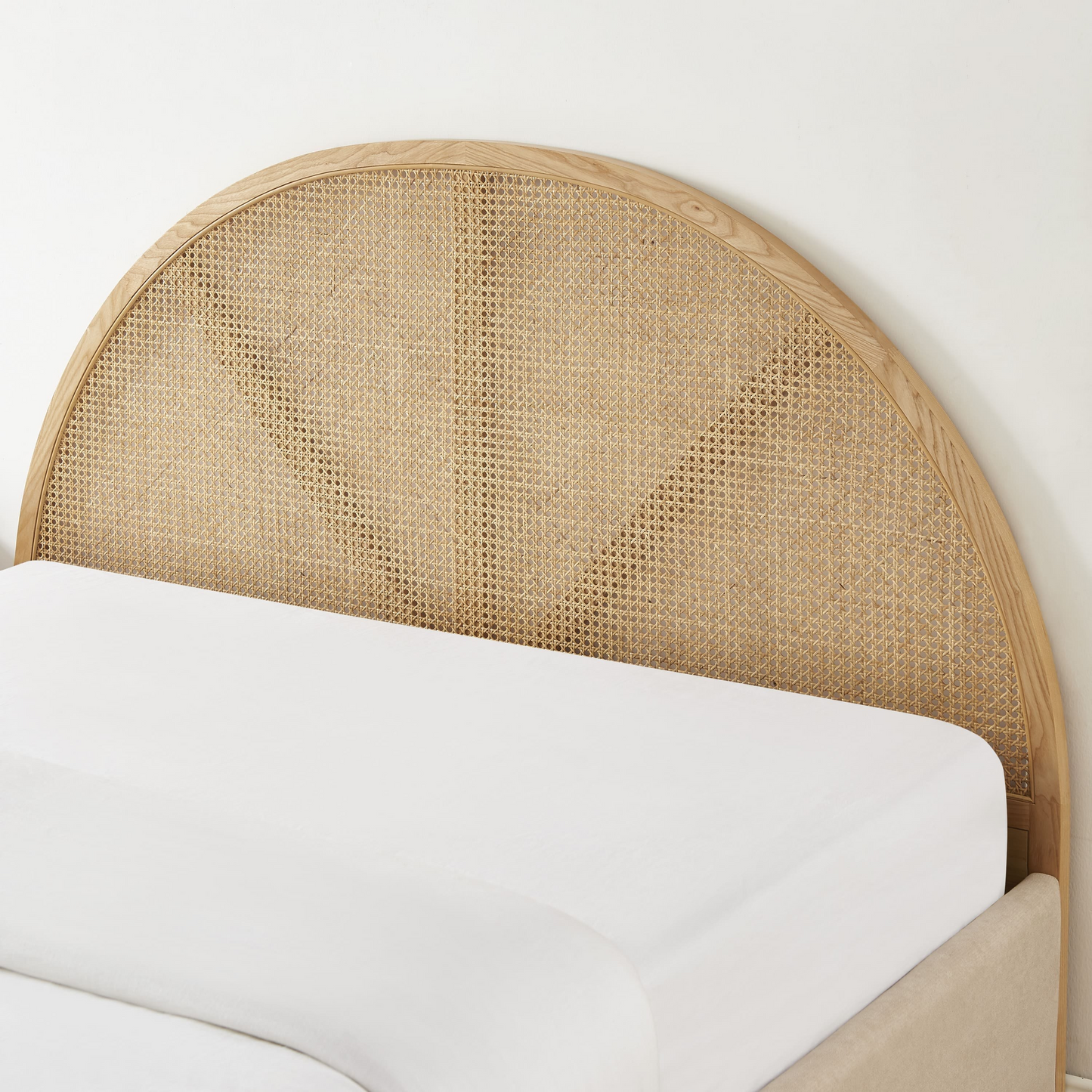 Lit Coffre Japandi velours beige sable cannage 160x200 sommier inclus – Tsuki