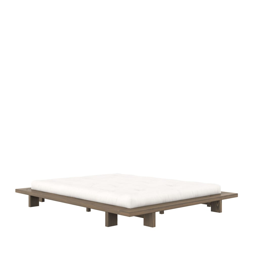Lit Japandi design en bois 160x200cm bois foncé – Japan