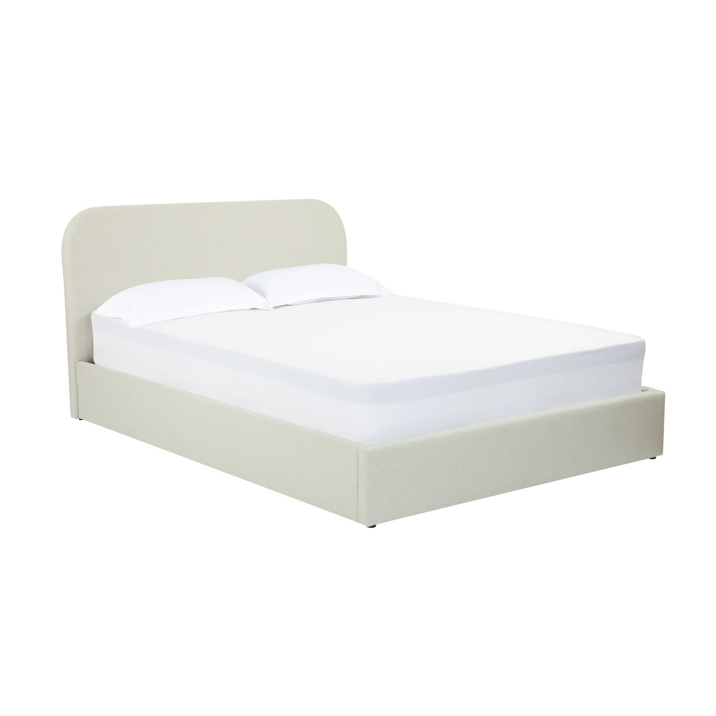 Lit Coffre Japandi 160x200 cm en Tissu Gris/Beige – Tilly