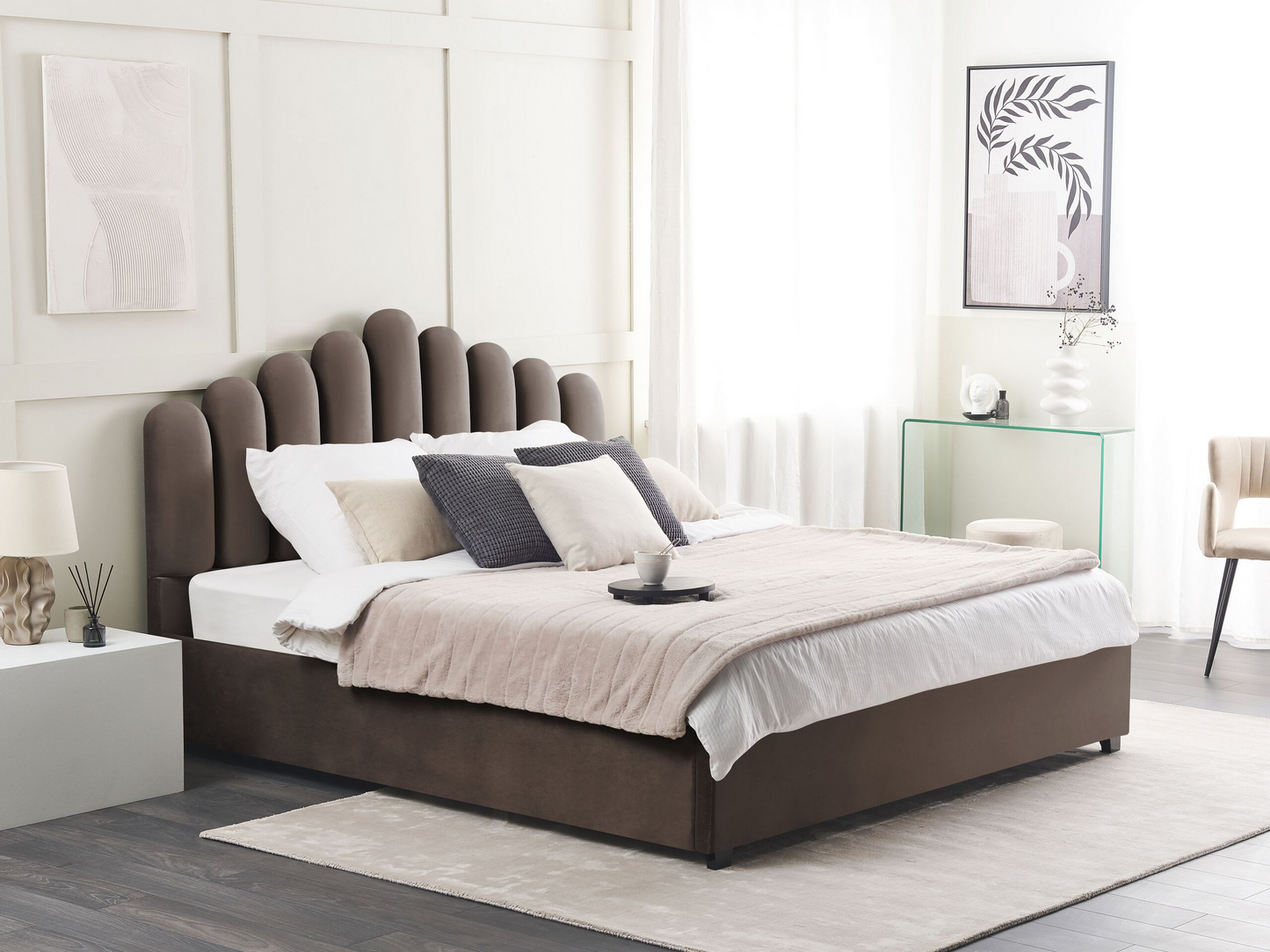 Lit Double Japandi en Tissu Blanc 180x200 – Vincennes