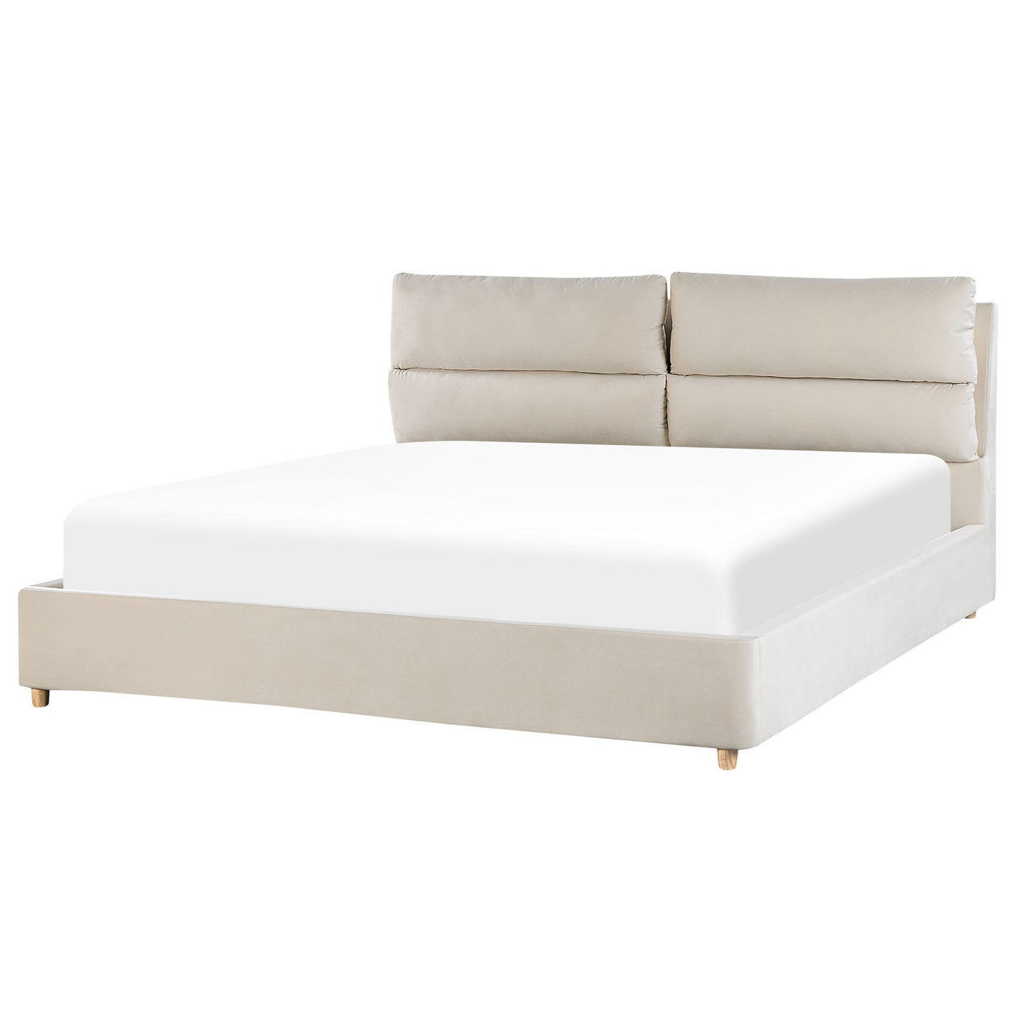 Lit Double Japandi en Tissu Beige 180x200 – Batilly