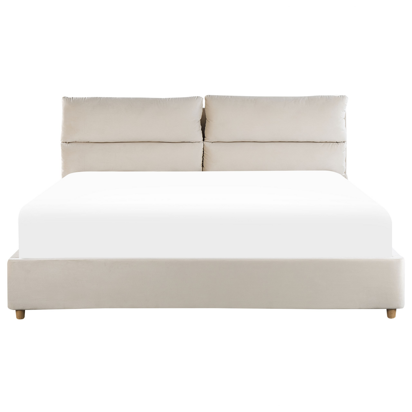Lit Double Japandi en Tissu Beige 180x200 – Batilly